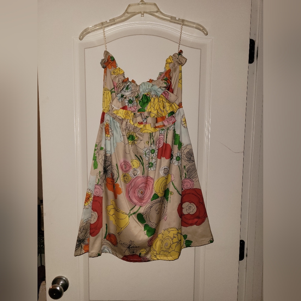 Judith March Floral Dress with Ruffled Front